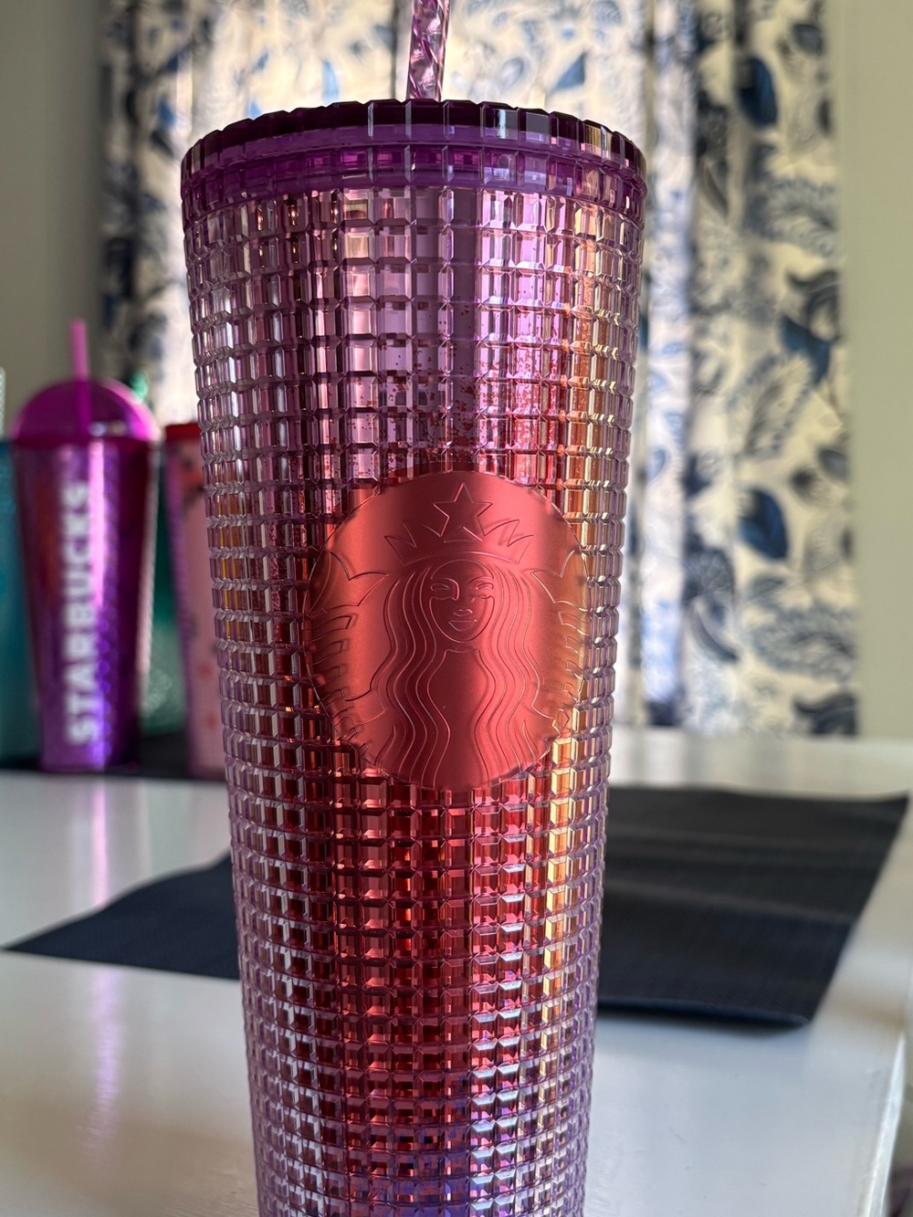 Starbucks Purple Pink Ombre Grid Venti Tumbler
